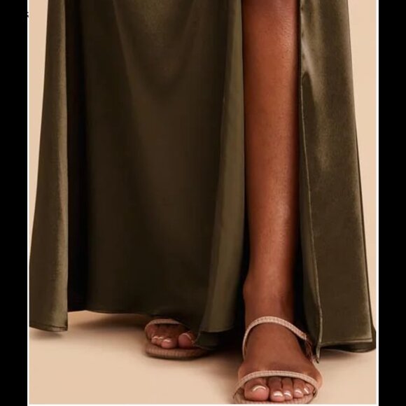 Catherine Bridesmaid Dress Shiny Satin Olive NWT - Picture 4 of 4